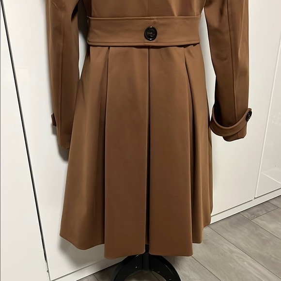 PINK TARTAN NWOT Double-Breasted Brown Trench Coat Lined, Size L - Picture 7 of 11